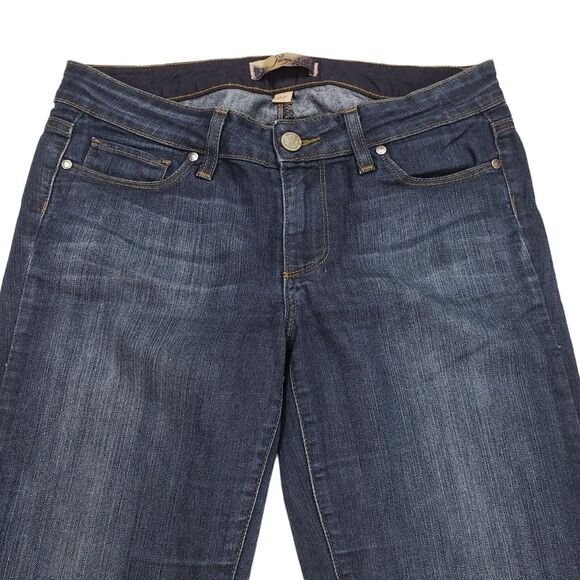 Paige Peg Skinny Jeans 27 Womens Noah Dark Wash Stretch Faded Knees Made in USA - Picture 8 of 11